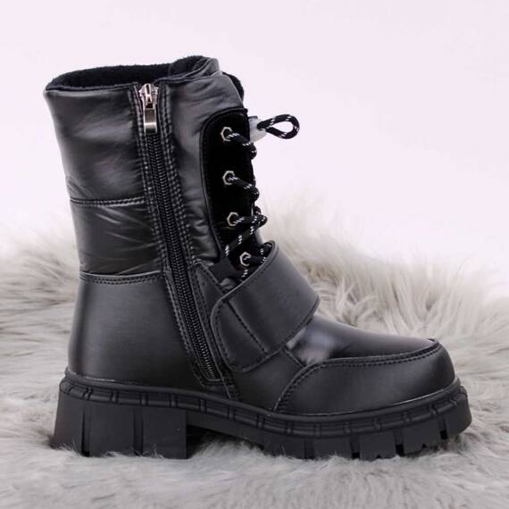 Ghete imblanite de copii, cu talpa groasa  CH996-BLACK, Culoare (12): Negru, Marime (12): 32 - 5- Roveli