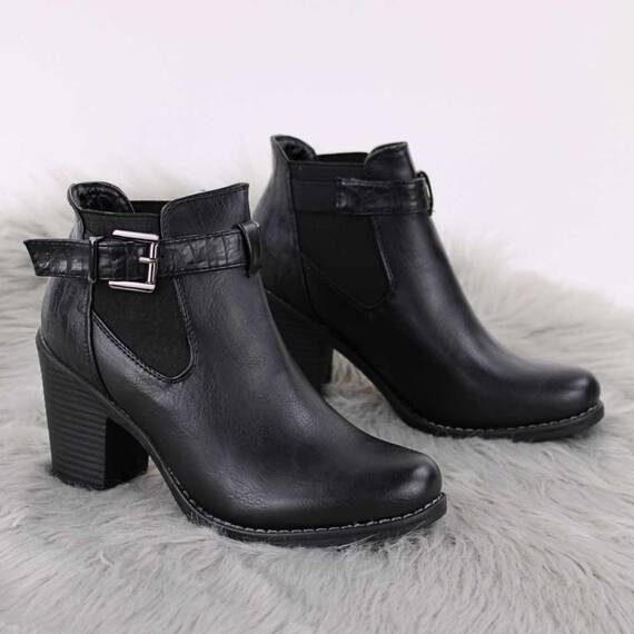 Botine de dama, cu elastice laterale si bareta reglabila 52075A-BLACK, Culoare (12): Negru, Marime (12): 37 - 2- Roveli