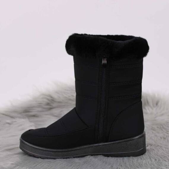 Cizme de dama, imblanite, din fas, cu bordura de blanita si catarama decorativa CZM21-BLACK, Culoare (12): Negru, Marime (12): 36* - 4- Roveli