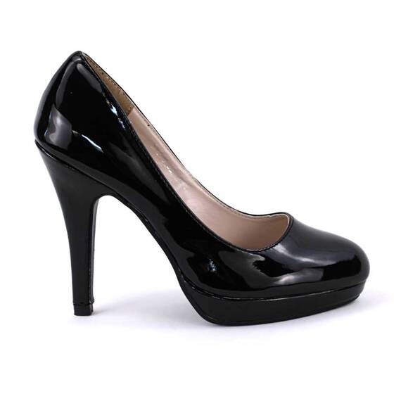 ​Pantofi de dama eleganti , lacuiti,  cu platforma SH398-BLACK, Culoare (12): Negru, Marime (12): 36* - 3- Roveli