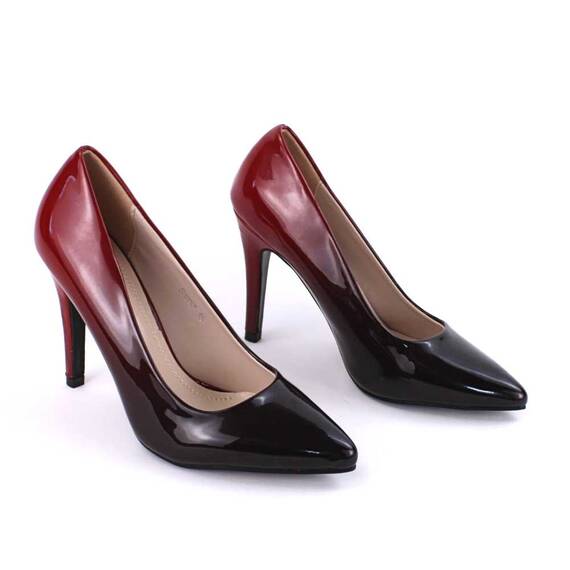 ​Pantofi stiletto de dama, eleganti, lacuiti, in degrade SH857-BLACK/RED, Culoare (12): Negru, Rosu, Marime (12): 36 - 2- Roveli
