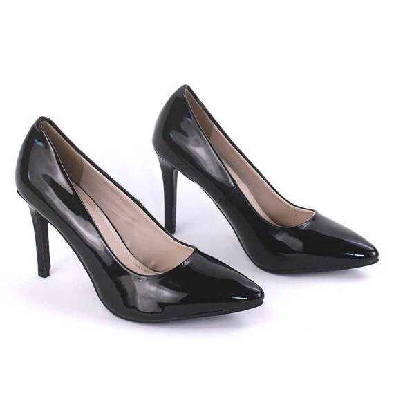 ​Pantofi stiletto de dama, eleganti, lacuiti cu tocul inalt SH582-BLACK, Culoare (12): Negru, Marime (12): 37 - 2- Roveli