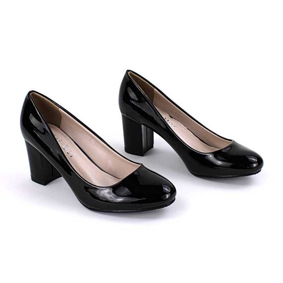 Pantofi de dama lacuiti, cu varf rotunjit si toc mediu SH500-BLACK, Culoare (12): Negru, Marime (12): 36 - 2- Roveli