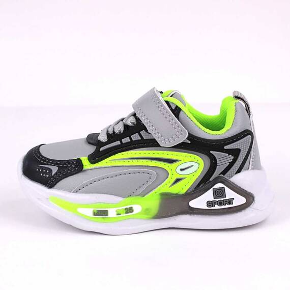 Sneakers  confortabil, pentru copii, cu talpa usoara N225-GREY, Culoare (12): Verde neon, Marime (12): 29 - 4- Roveli