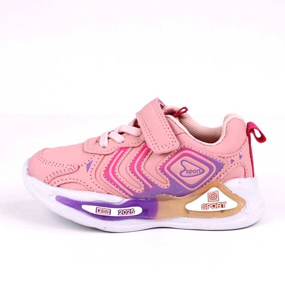 Sneakers  confortabil, pentru copii, cu talpa usoara V2025-PINK, Culoare (12): Alb, Mov, Roz, Marime (12): 25 - 4- Roveli