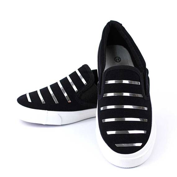 Espadrile de copii accesorizate,  comode si usoare D002-2-BLACK/SILVER, Culoare (12): Argintiu, Alb, Negru, Marime (12): 35 - 4- Roveli