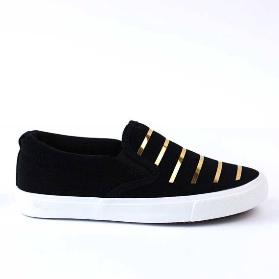 Espadrile de copii accesorizate,  comode si usoare D002-1-BLACK/GOLD, Culoare (12): Alb, Negru + Gold, Marime (12): 31 - 3- Roveli