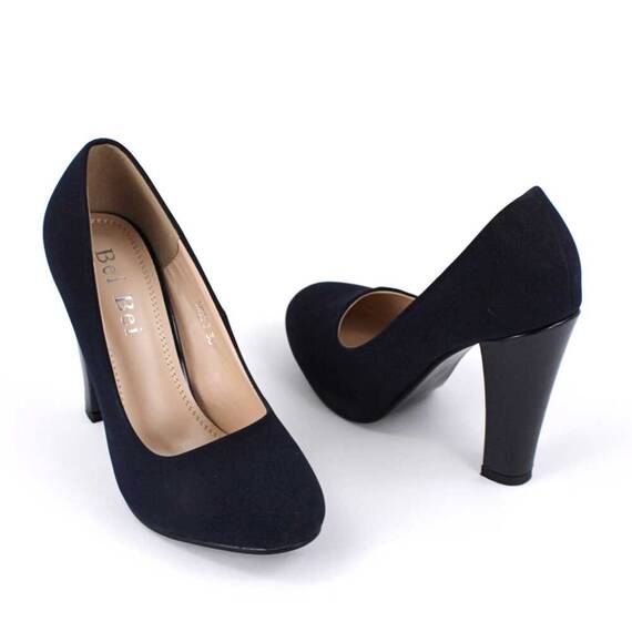 ​Pantofi de dama eleganti, cu varf rotunjit si toc inalt, lacuit SH330-BLUE, Culoare (12): Bleumarin, Marime (12): 35* - 2- Roveli