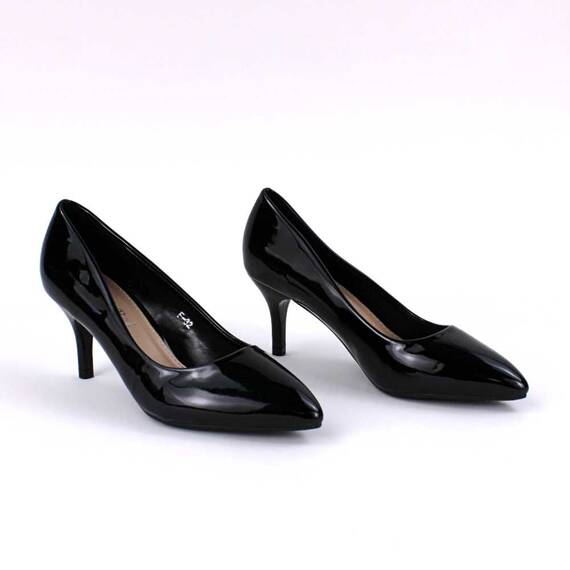 ​Pantofi eleganti de dama, stiletto , din lac, cu toc mic F-32-BLACK, Culoare (12): Negru, Marime (12): 35** - 4- Roveli