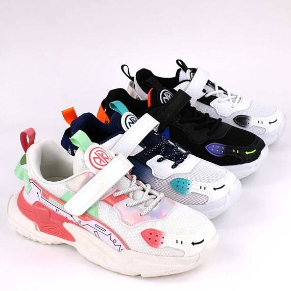 Sneakers confortabil, pentru copii, cu talpa voluminoasa  A526-WHITE, Culoare (12): Alb, Negru, Verde neon, Marime (12): 37 - 4- Roveli