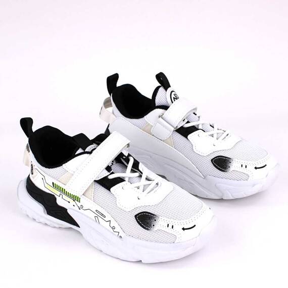 Sneakers confortabil, pentru copii, cu talpa voluminoasa  A526-WHITE, Culoare (12): Alb, Negru, Verde neon, Marime (12): 37 - 2- Roveli