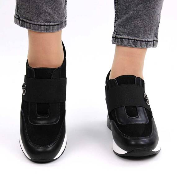 ​Pantofi casual de dama , cu toc ascuns si banda elastica H009-BLACK, Culoare (12): Alb, Negru, Marime (12): 40** - 3- Roveli