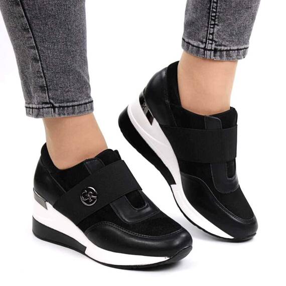 ​Pantofi casual de dama , cu toc ascuns si banda elastica H009-BLACK, Culoare (12): Alb, Negru, Marime (12): 40** - 2- Roveli