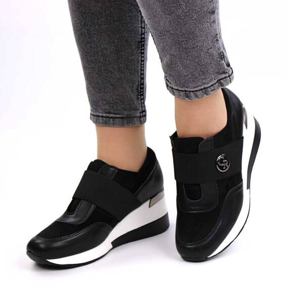 ​Pantofi casual de dama , cu toc ascuns si banda elastica H009-BLACK, Culoare (12): Alb, Negru, Marime (12): 40** - 5- Roveli