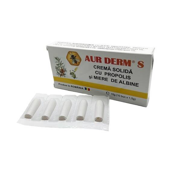 Aur Derm "S" cu Propolis si Miere 10 supozitoare Laur Med - - Roveli