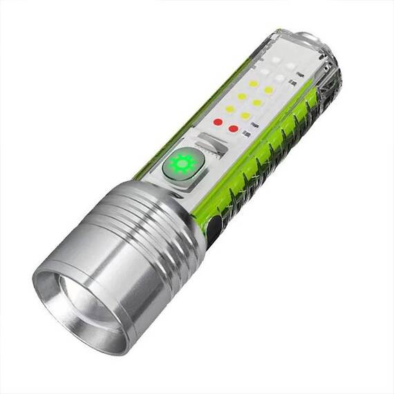 Lanterna LED cu incarcare USB P90, 8 moduri de iluminare : Set - 1 buc, Set (tm): 1 buc - - Roveli