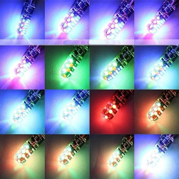 Set 2 x becuri auto colorate pozitie T10, telecomanda, 12V, 6LED - 2- Roveli