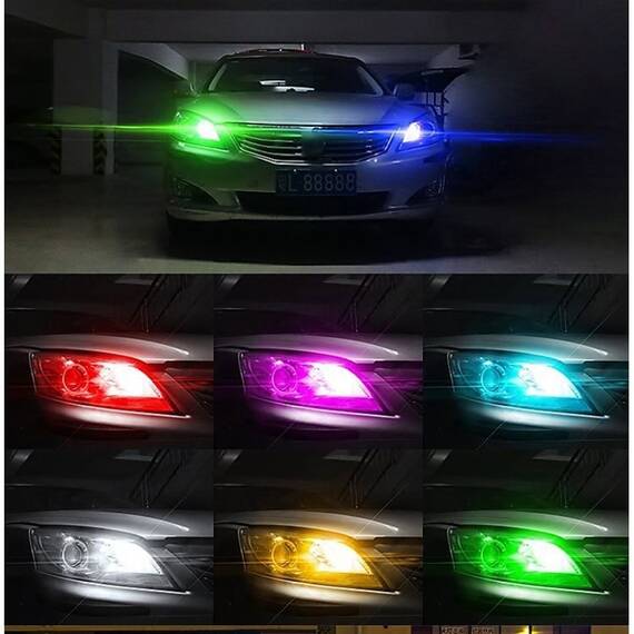 Set 2 x becuri auto colorate pozitie T10, telecomanda, 12V, 6LED - 6- Roveli