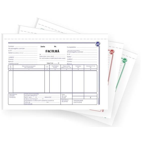 Facturier autocopiativ cu TVA, A5, 3 exemplare - Roveli.ro