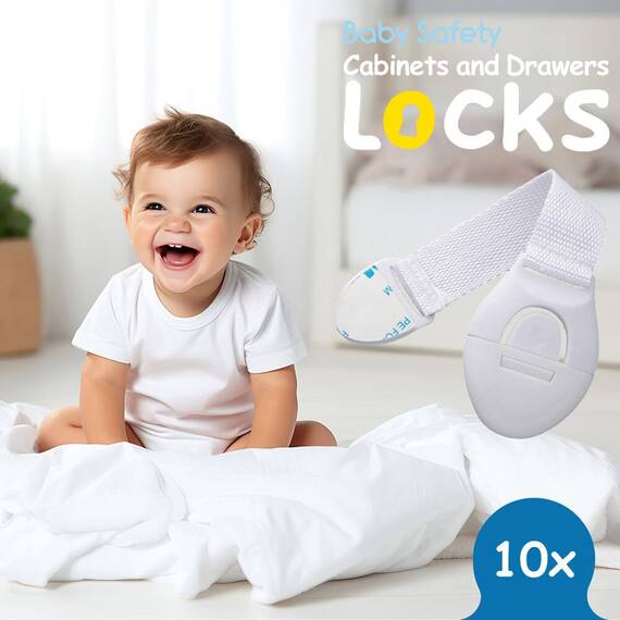 Sistem siguranta copii SIPO, sistem de blocare sertare, dulap, previne deschiderea accidentala, adeziv puternic 3M, fara urme de indepartare, set 10 b - 6- Roveli