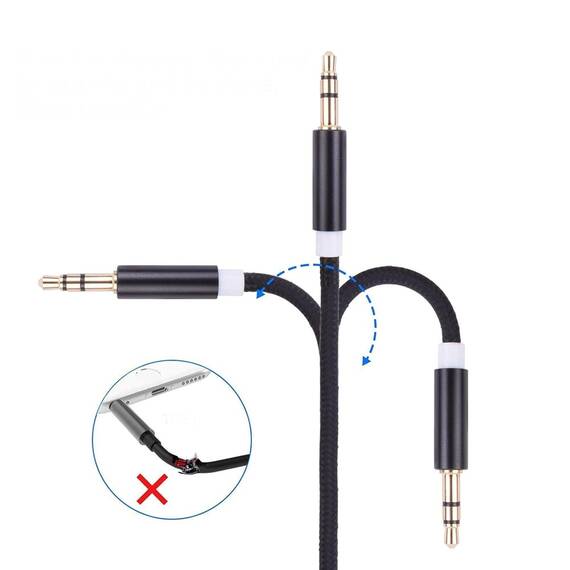 Cablu audio auxiliar QT200, 1m, 3.5mm - 4- Roveli