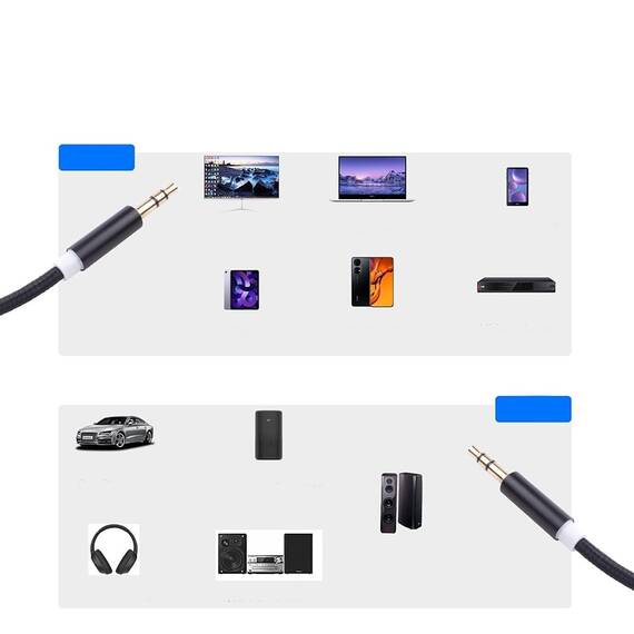 Cablu audio auxiliar QT200, 1m, 3.5mm - 5- Roveli