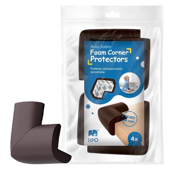 Set 4 aparatori moi pentru colturi, pentru copii, SIPO Baby Safety, Maro - 3- Roveli