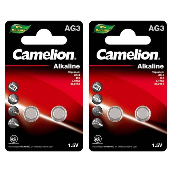 Set 4 baterii alcaline tip AG3/LR41, 1.5V, 41mAh - - Roveli