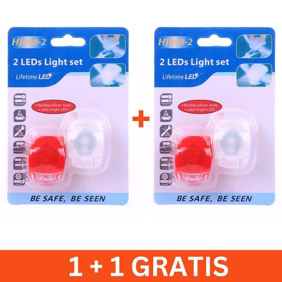 Set 2 lumini pentru bicicleta 0709132, rosu si alb, 1+1 gratis - - Roveli