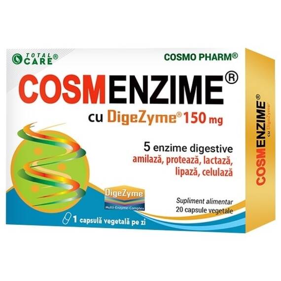 CosmEnzime cu Digezyme Usureaza Digestia si Tranzitul Intestinal 20 capsule CosmoPharm - - Roveli
