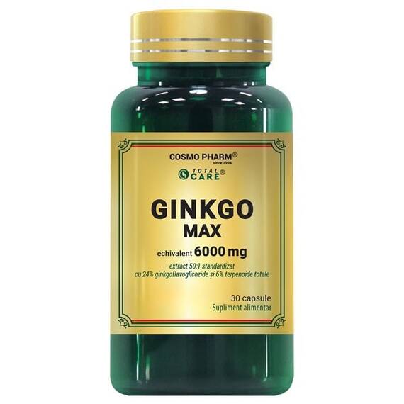 GINKGO MAX 120 mg Memorie si Concentrare 30 capsule CosmoPharm - - Roveli