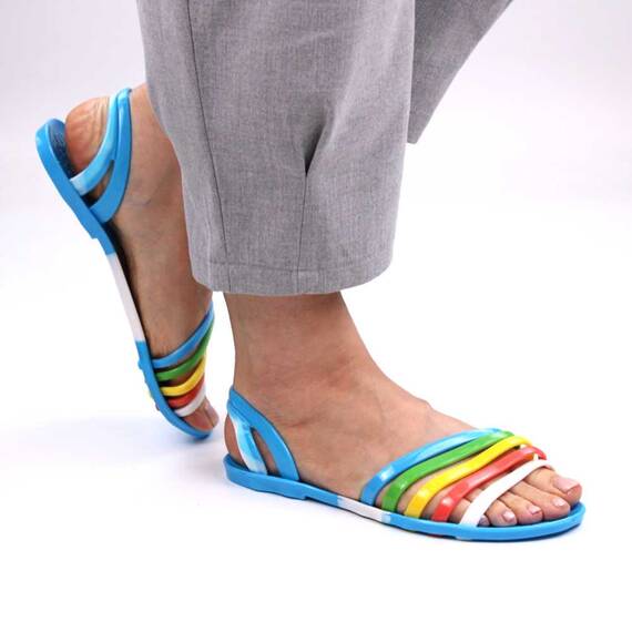​Sandale casual de dama , cu bretele multicolore LB-121-BLUE, Culoare (12): Multicolor, Bleu, Marime (12): 39 - - Roveli