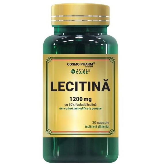 Lecitina 1200 mg cu 50% Fosfatidilcolina 30 capsule CosmoPharm - - Roveli