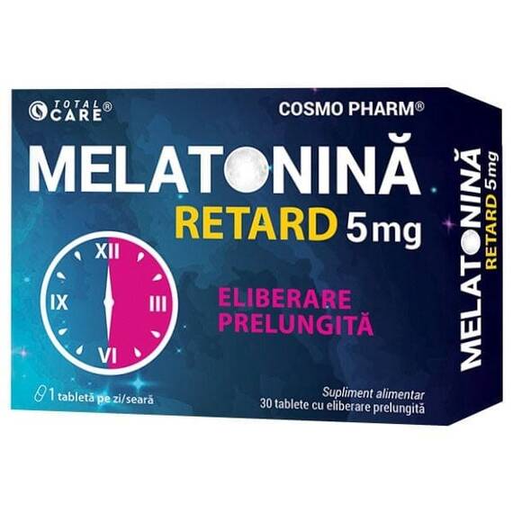 MELATONINA RETARD 5 mg  Somn usor si odihnitor 30 tablete CosmoPharm - - Roveli