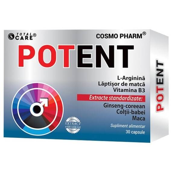 POTENT Creste Libidoul si Stimuleaza Erectia 30 capsule CosmoPharm - - Roveli