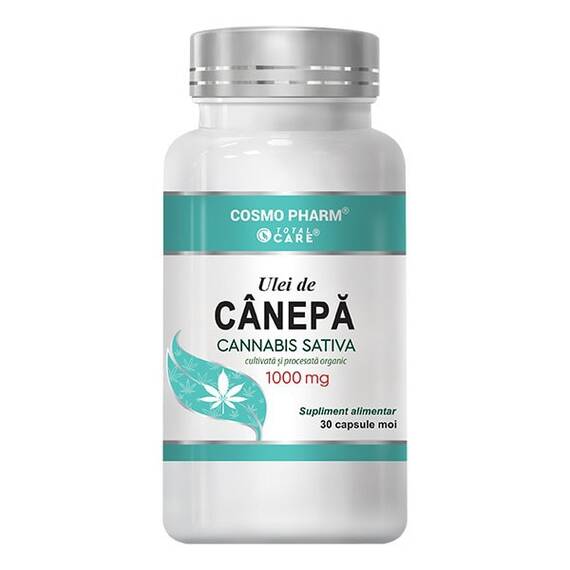 Ulei de Canepa Cannabis sativa 1000 mg 30 capsule CosmoPharm - - Roveli