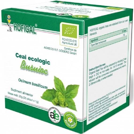 Ceai Ecologic Busuioc 25 plicuri Hofigal - - Roveli