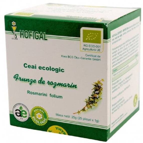 Ceai Ecologic Frunze de Rozmarin 25 plicuri Hofigal - - Roveli