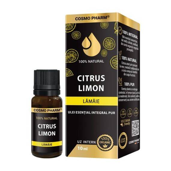 ULEI ESENȚIAL INTEGRAL 100% NATURAL de LĂMÂIE (Citrus limon) 10 ml CosmoPharm - - Roveli