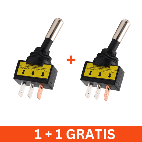 Intrerupator auto cu 3 pini, LED rosu, 1+1 gratis - - Roveli