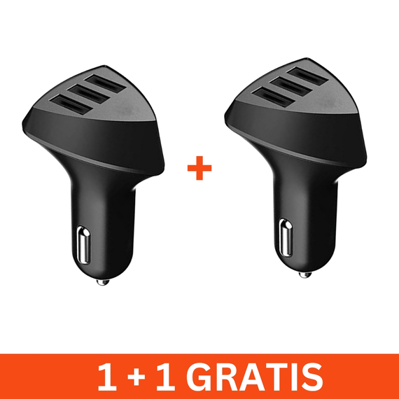Incarcator auto, 3USB, 4.2A, DC12/24V, negru, 1+1 gratis - - Roveli