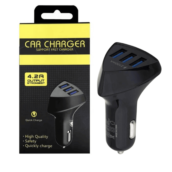 Incarcator auto, 3USB, 4.2A, DC12/24V, negru, 1+1 gratis - 2- Roveli