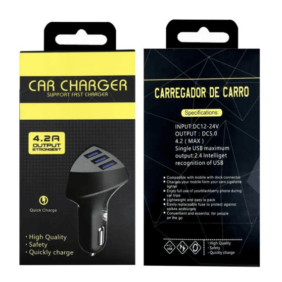 Incarcator auto, 3USB, 4.2A, DC12/24V, negru, 1+1 gratis - 5- Roveli