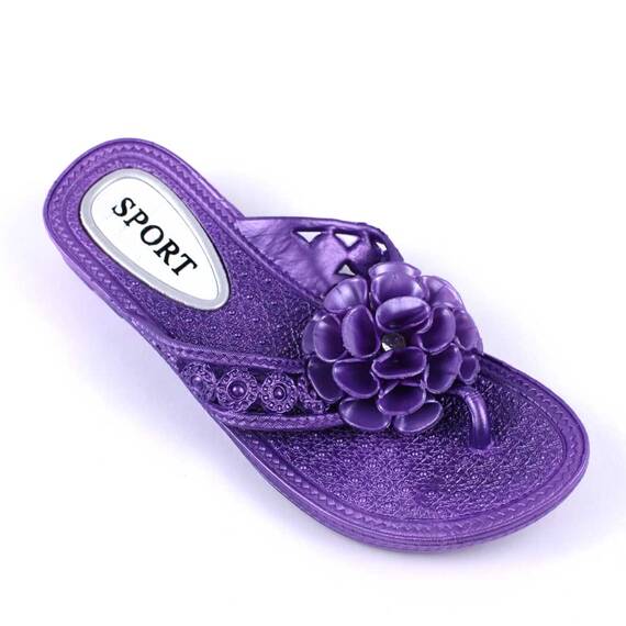 Papuci de dama, flip -flop , cu decor floare LB-A52-PURPLE, Culoare (12): Mov, Marime (12): 39 - - Roveli