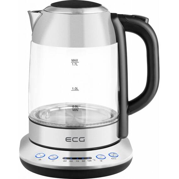 Cana electrica fierbator ECG RK 1781 glass, 1.7 L, 2200 W, 5 setari de temperatura - - Roveli