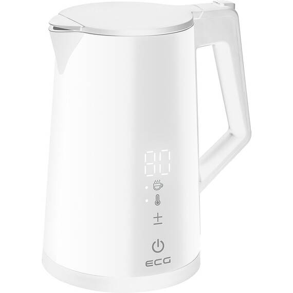 Cana electrica fierbator ECG RK 1893 Digitouch White, 2200 W, 1,7 litri, pereti dubli, control tactil, alb - - Roveli