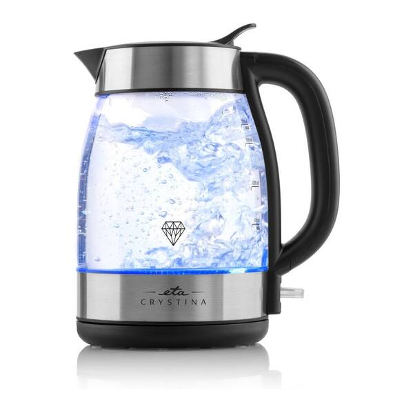 Cana fierbator din sticla ETA Crystina 5153 90000, 1.7 litri, 2200 W, lumina albastra de fundal - - Roveli