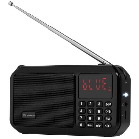 Radio portabil cu acumulator GoGEN FMP 125 BTB, FM, Bluetooth, lanterna, card micro SD, negru - - Roveli