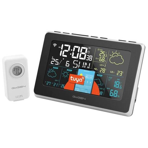 Statie meteo GoGEN ME 3565 SMART, senzor extern Wi-Fi, prognoza 5 zile, aplicatie mobila, negru/argintiu - - Roveli