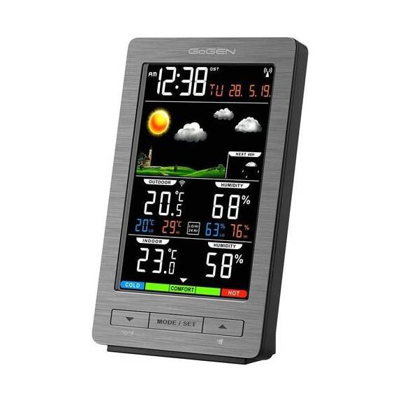 Statie meteo interior-exterior GoGEN ME 2930, senzor extern fara fir, LCD color - - Roveli